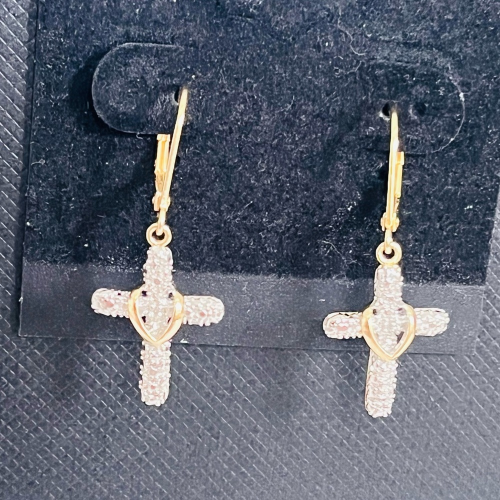 Diamond Pave Cross Earrings